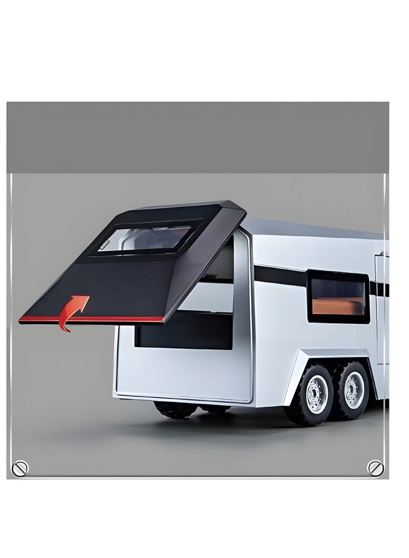 1:32 Sound And Light Tesla Pickup Truck Trailer Alloy Car Model Die-cast Metal Off-road Vehicle Truck Model  - Image 5