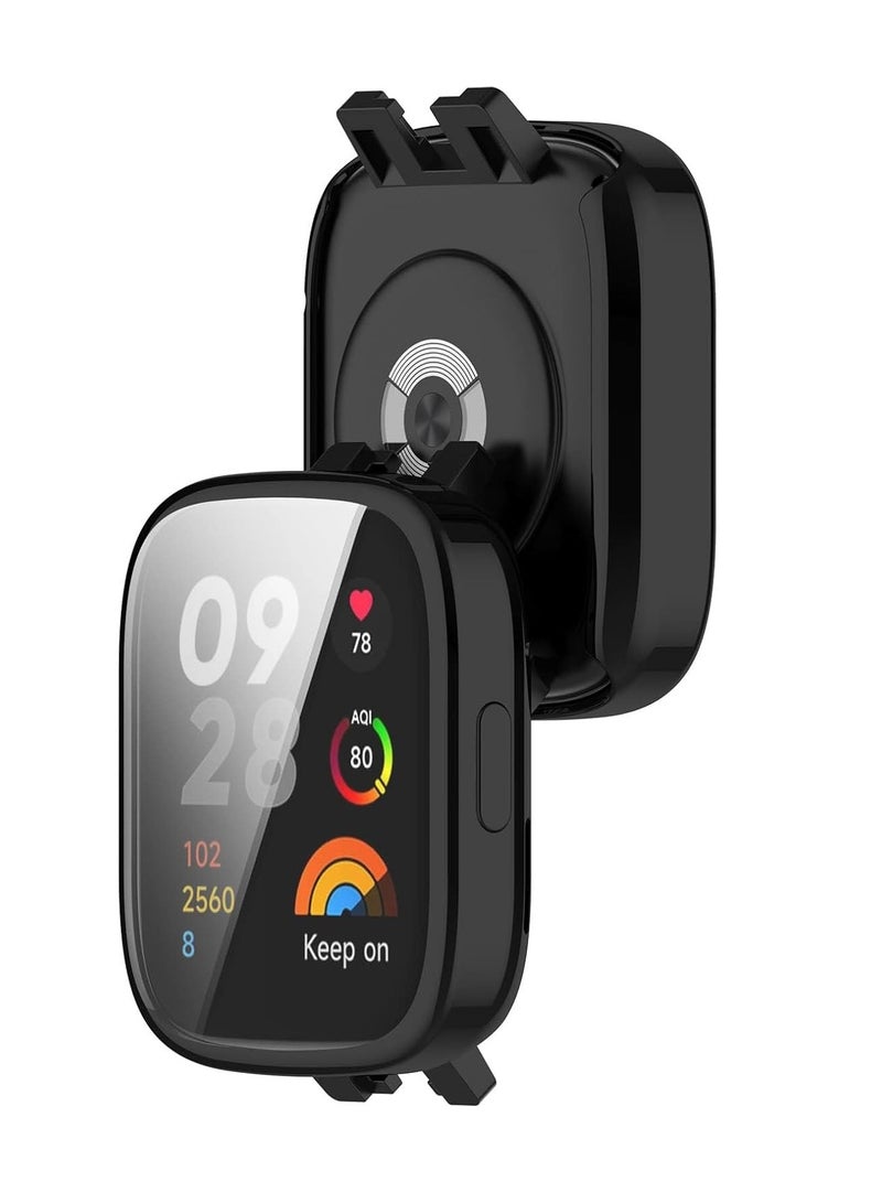 Case For Xiaomi Redmi Watch 3 Lite Case All-Around with Built-in Screen Protector Watch Soft TPU Shockproof Cover Slim Guard Thin Bumper Shell Protector (Black) - Image 4