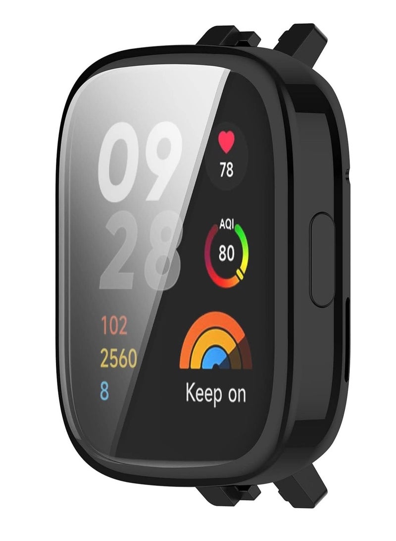 Case For Xiaomi Redmi Watch 3 Lite Case All-Around with Built-in Screen Protector Watch Soft TPU Shockproof Cover Slim Guard Thin Bumper Shell Protector (Black) - Image 5