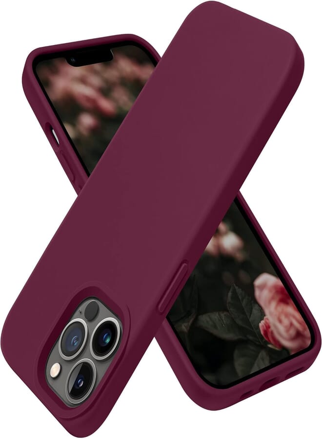 Next Next store Compatible with iPhone 13 Pro Max Case, Liquid Silicone Case, Full Body Protective Cover, Shockproof, Slim Phone Case, Anti-Scratch Soft Microfiber Lining (Burgundy)