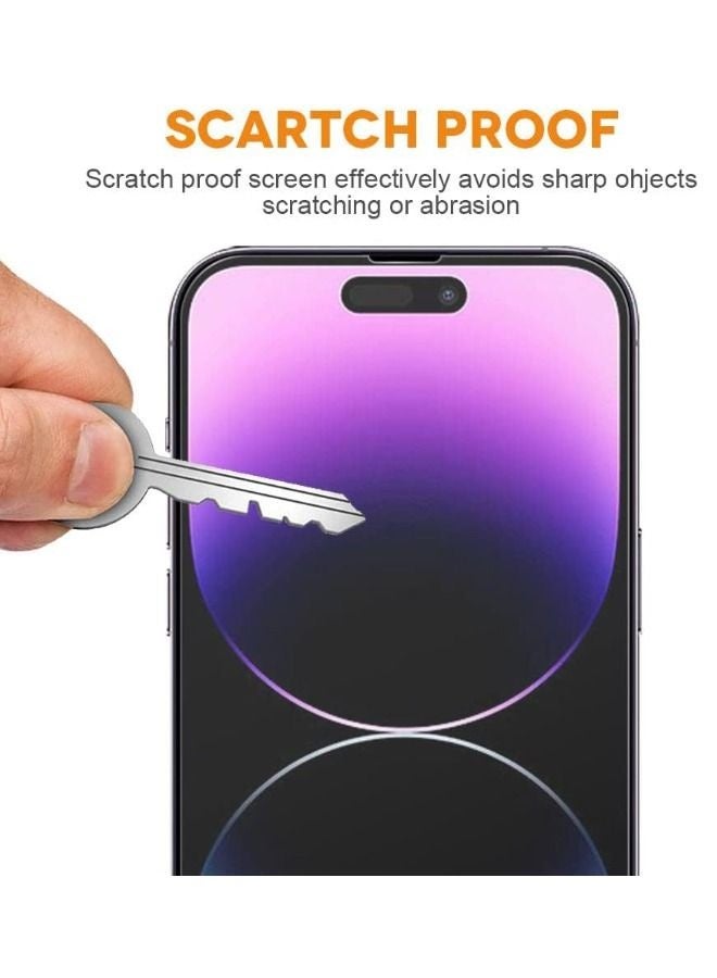 جلاس قطعتان من واقي الشاشة الزجاجي المقوى لهاتف iPhone 15 Pro Max + قطعتان من مجموعة واقي عدسة الكاميرا، طبقة زجاجية عالية الدقة صلابة 9H مقاومة للخدش (معلبة، ملحقات التثبيت متضمنة) - Image 3