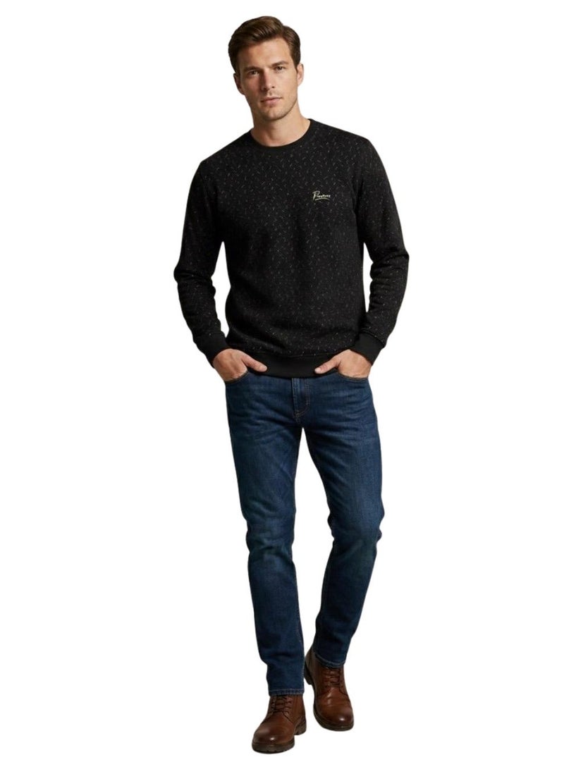 Pavone Black Crew Neck Slip On Sweatshirt - Image 1