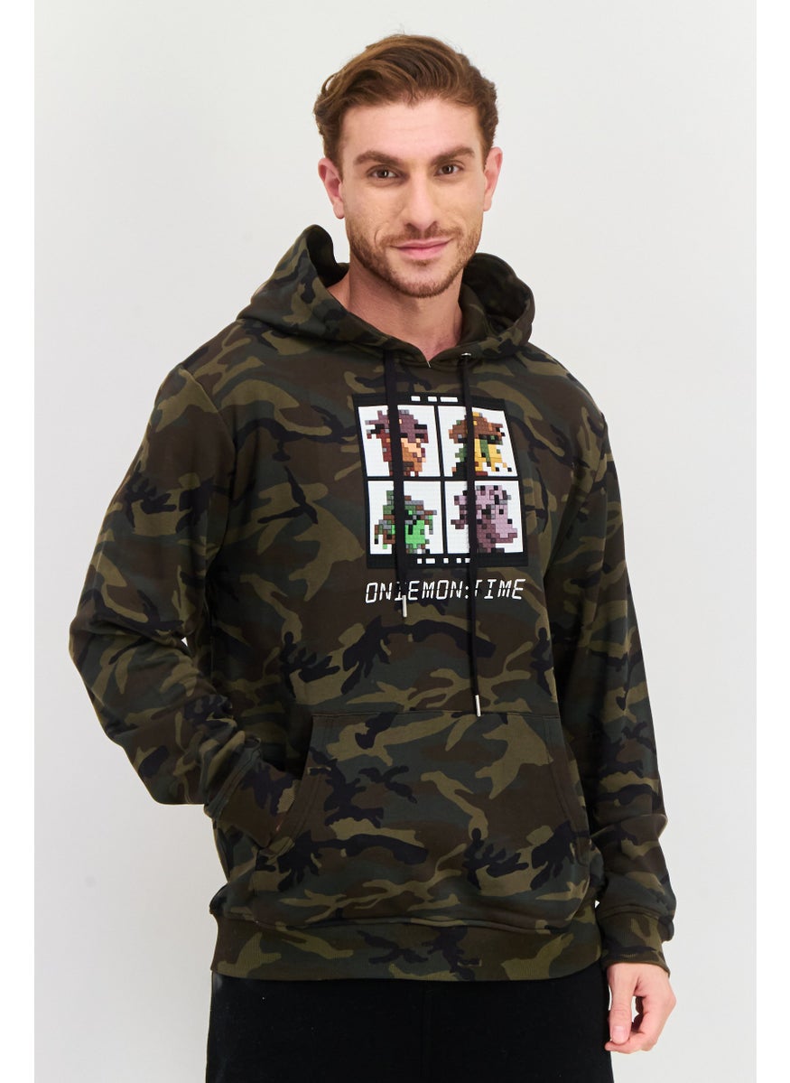 Mostly Heard Rarely Seen 8-bit - Men Hooded Long Sleeves Camouflage Sweatshirt, Brown Combo - Image 1