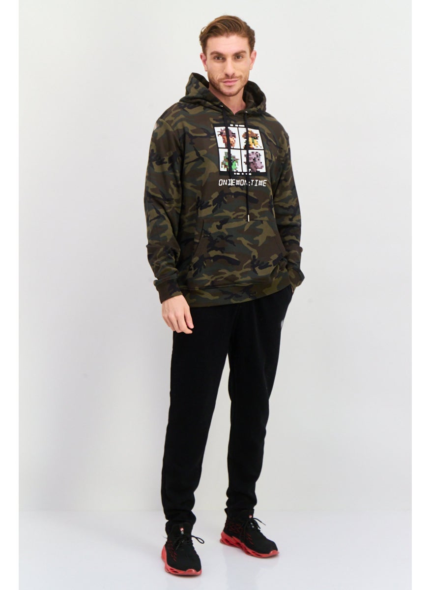 Mostly Heard Rarely Seen 8-bit - Men Hooded Long Sleeves Camouflage Sweatshirt, Brown Combo - Image 1