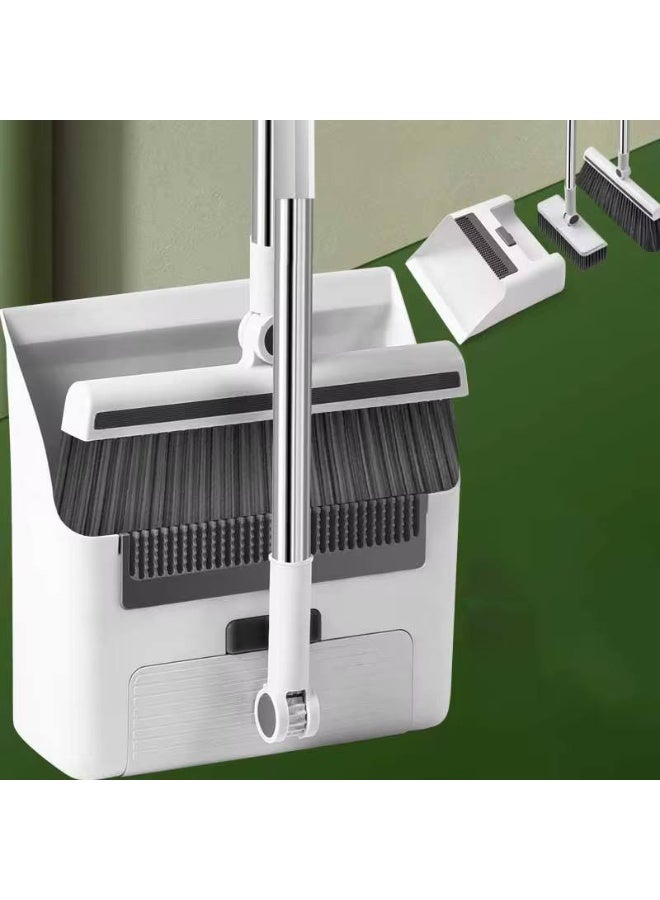 طقم تنظيف يدوي 3 في 1 طقم أدوات كنس وغسيل وتطهير الأرضيات يتكون من مقشة وجاروف عميق بالإضافة إلى فرشاة قوية مخصصة للبلاط والسجاد EL - Image 3