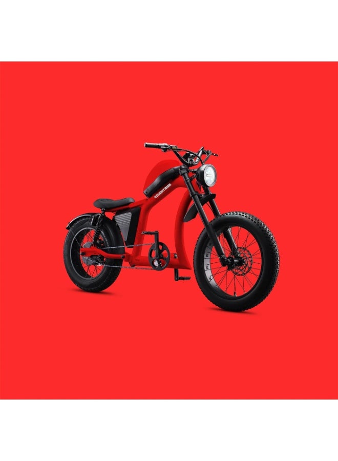 Flight Risk FR666 Electric Bike in Red with 1500W Max Power Output, 4-Piston Tektro Hydraulic Disc Brakes, and 20" Rear & 24" Front Tyres, Harley-Inspired Design - Image 4