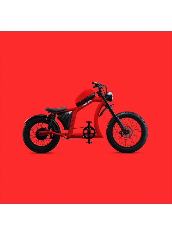 Flight Risk FR666 Electric Bike in Red with 1500W Max Power Output, 4-Piston Tektro Hydraulic Disc Brakes, and 20" Rear & 24" Front Tyres, Harley-Inspired Design - Image 5