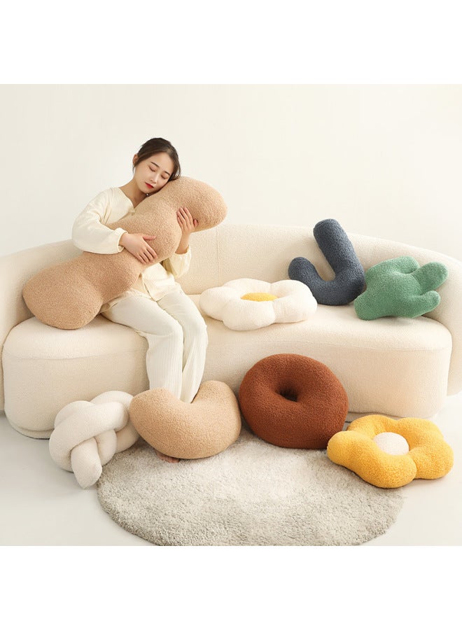 Cute Cloud Flower Pillow Long Pillow Girl's Sleeping Leg Clip Pillow Bedroom Bedside Cushion Large Backrest Pillow-Specifications:50*37cm White Flower - Image 2