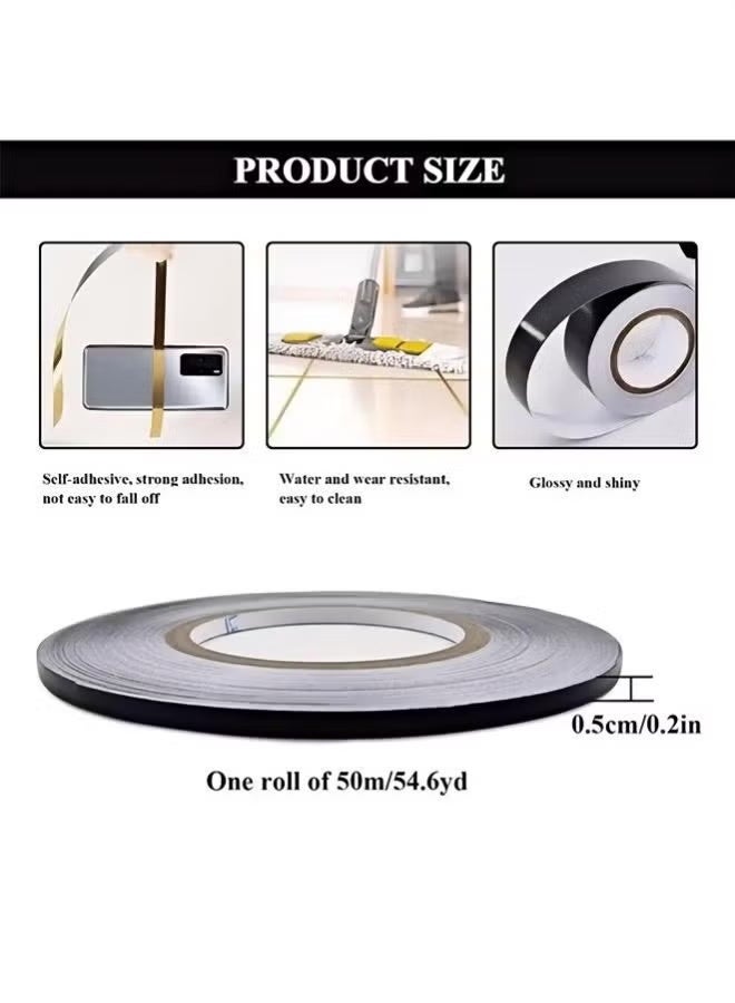 Floor Tiles Gold Foil Lines Metalized Mirror Tape, Self-Adhesive Tile Seam Sticker, Waterproof Gap Sealing Foil Decor Tape for Living Room , Cabinet, Kitchen Decorative Floor Wall Sticker - Image 2