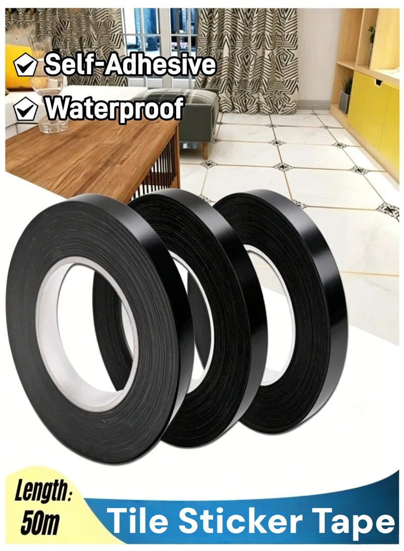 Floor Tiles Gold Foil Lines Metalized Mirror Tape, Self-Adhesive Tile Seam Sticker, Waterproof Gap Sealing Foil Decor Tape for Living Room , Cabinet, Kitchen Decorative Floor Wall Sticker - Image 1