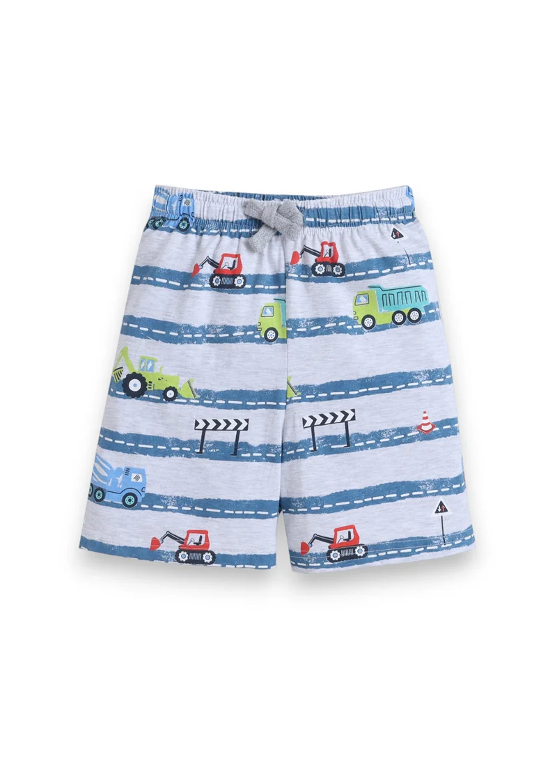 Victor And Jane  Boys Vehicle Stripe Print Cotton Pajama Set – T-Shirt & Shorts Nightwear for Men | Best Price UAE