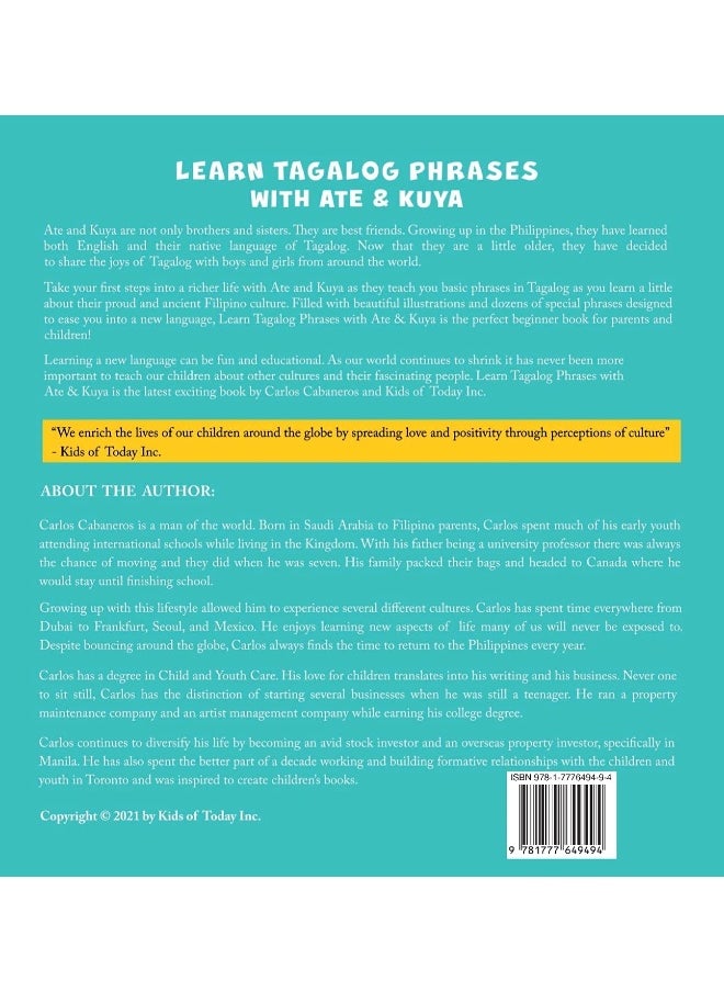 null - Learn Tagalog Phrases With Ate & Kuya: A fun and exciting book to learn - Written for both children and parents to learn from, Learn Tagalog Phrases with Ate & Kuya is the perfect beginner book tha... - Image 1