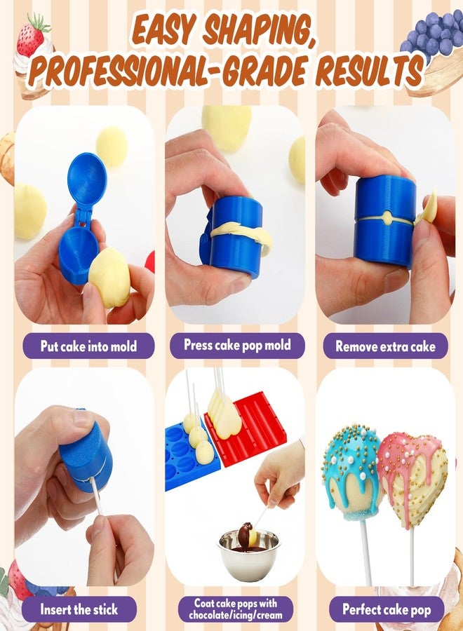 Yiyiring 2 Pack Round and Heart Cake Pop Mold Press Set with Display Stand-capable Tray, Circle Cake Pop Cutter and Pusher, Baking Tools Accessories for Home Baking, Parties, Wedding Desserts - Image 5