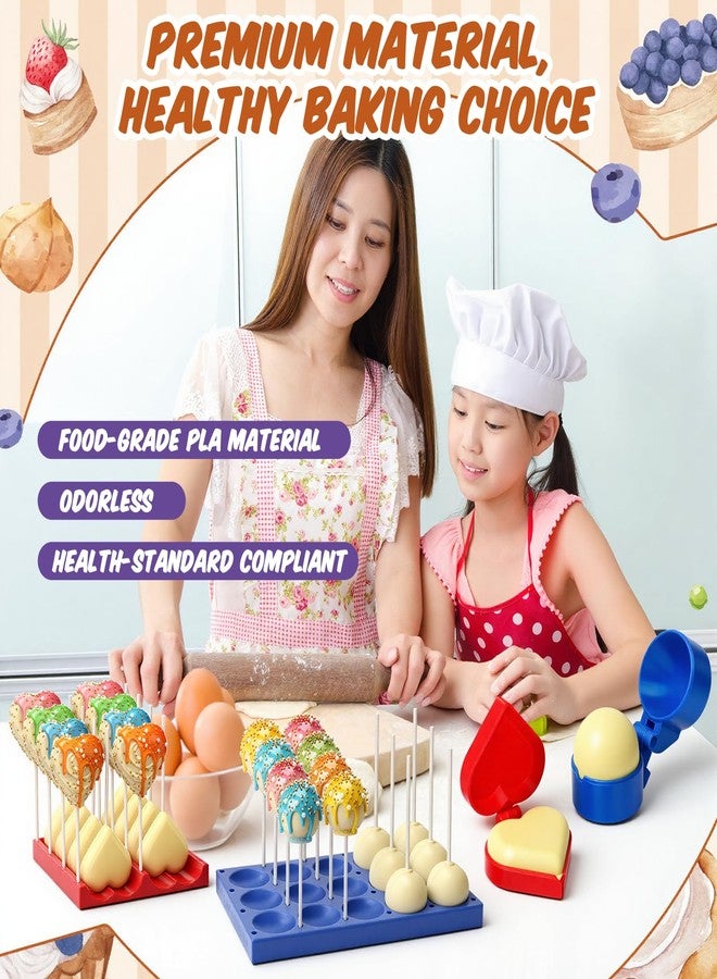 Yiyiring 2 Pack Round and Heart Cake Pop Mold Press Set with Display Stand-capable Tray, Circle Cake Pop Cutter and Pusher, Baking Tools Accessories for Home Baking, Parties, Wedding Desserts - Image 3