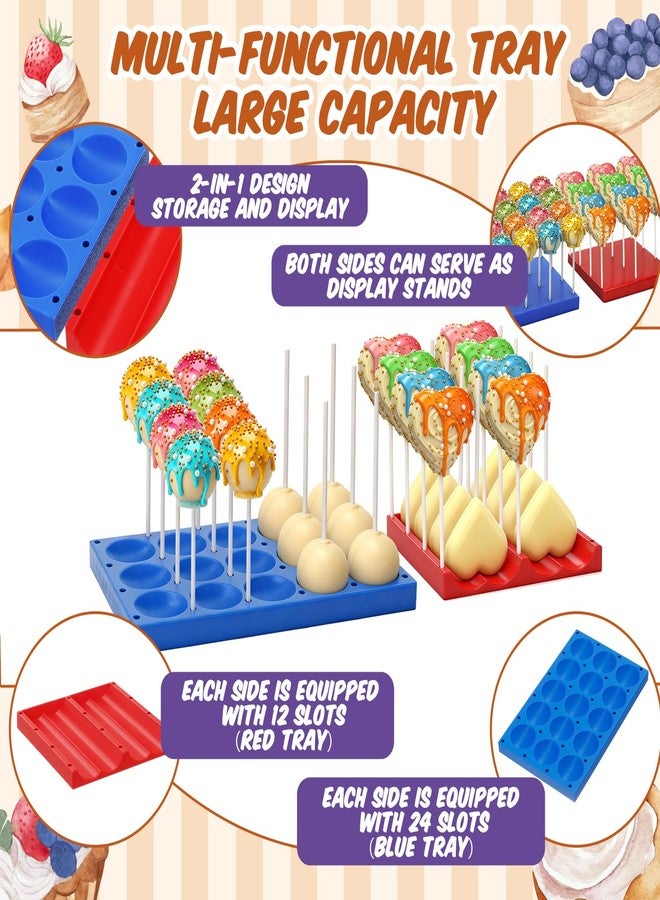 Yiyiring 2 Pack Round and Heart Cake Pop Mold Press Set with Display Stand-capable Tray, Circle Cake Pop Cutter and Pusher, Baking Tools Accessories for Home Baking, Parties, Wedding Desserts - Image 4