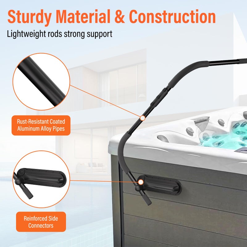 ACTREY Cover Lifter, Hot Tub Cover Lifter,Pivot Top Mount Spa & Hot Tub Cover Lift Removal System Reinforced Brackets with 3 Hook Towel Rack,Fit for Most Spa Hot Tubs,Hot Tub Width Below 96" - Image 3