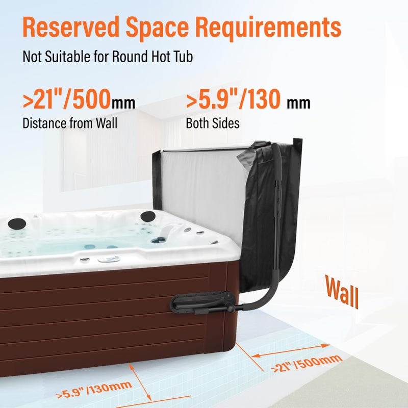 ACTREY Cover Lifter, Hot Tub Cover Lifter,Pivot Top Mount Spa & Hot Tub Cover Lift Removal System Reinforced Brackets with 3 Hook Towel Rack,Fit for Most Spa Hot Tubs,Hot Tub Width Below 96" - Image 5