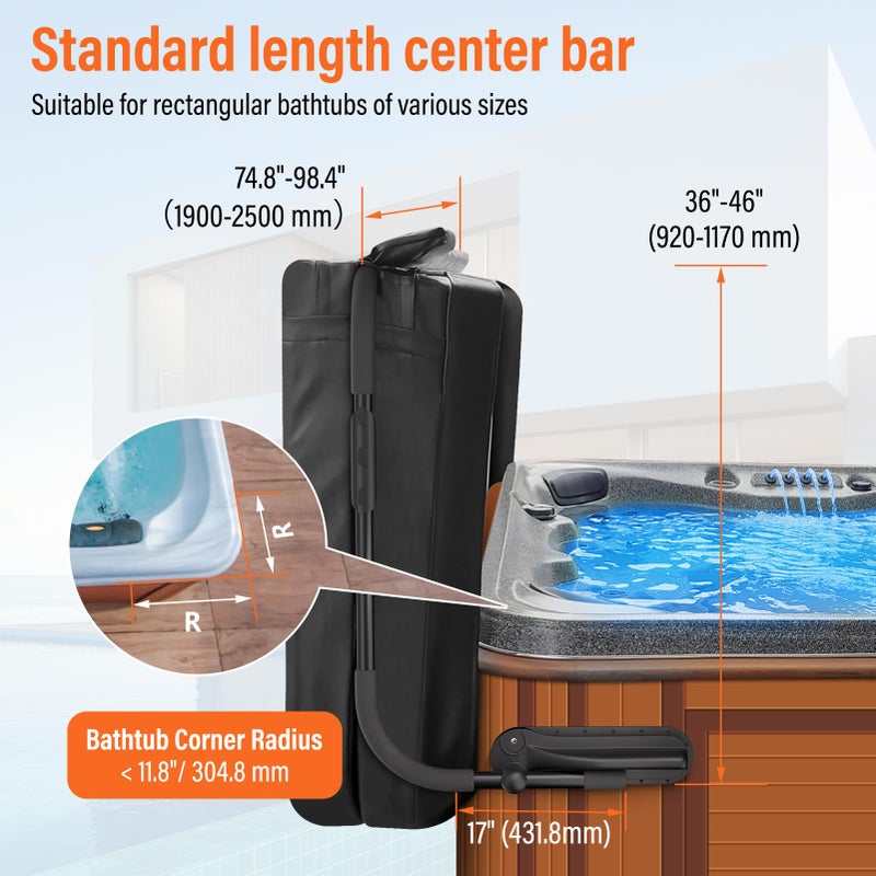 ACTREY Cover Lifter, Hot Tub Cover Lifter,Pivot Top Mount Spa & Hot Tub Cover Lift Removal System Reinforced Brackets with 3 Hook Towel Rack,Fit for Most Spa Hot Tubs,Hot Tub Width Below 96" - Image 4