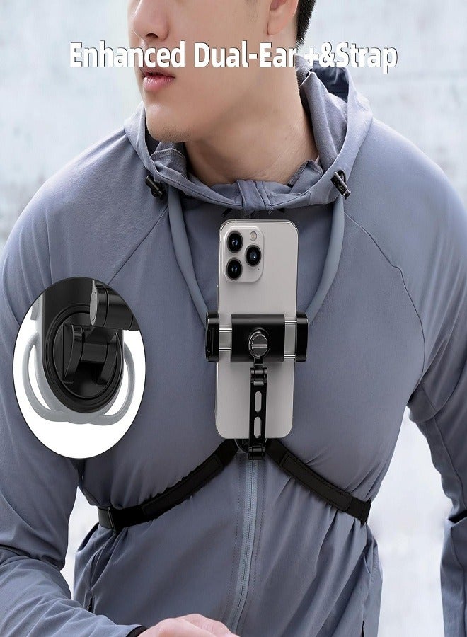 TELESIN Magnetic Neck Mount for Phones, Cell Phone Holder Stand Hanging on Neck POV/Vlog Selfie Hand Free Necklace Phone Strap Video Recording for iPhone 15 14 13 12 Series Android Phones  - Image 4