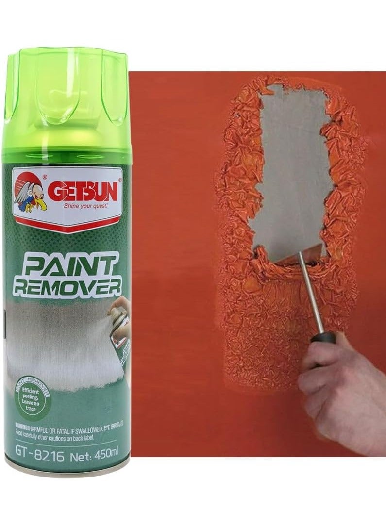 GETSUN Paint Remover Spray 450ml GT-8216, Car Paint Stripper Aerosol, Fast Acting Coating Remover for Metal Wood Glass Surface, Automotive Paint Cleaner Spray, Rust Oil Paint Removal Solution - Image 3