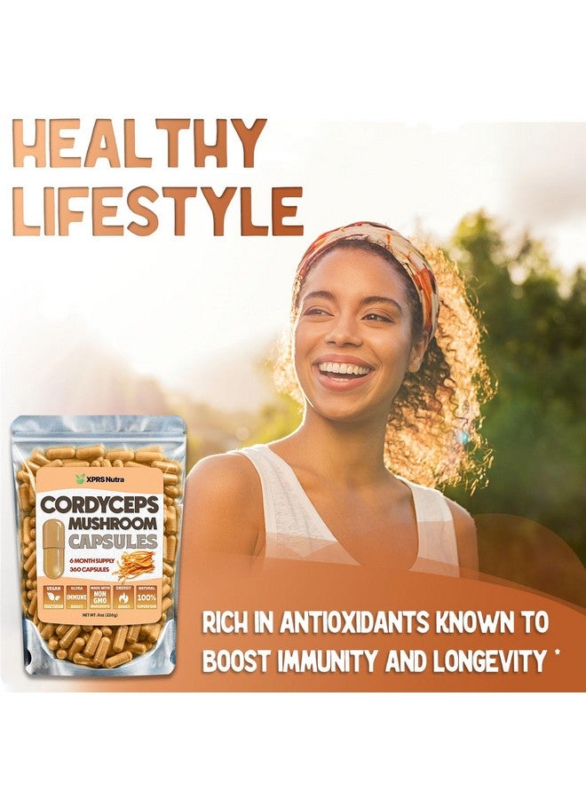 XPRS Nutra Cordyceps Mushroom Powder Capsules - 360 Count (180 Day Supply) - Our Premium Cordyceps Mushroom Capsules Contain Real Mushrooms (Cordyceps Sinensis) to Support Stamina and Performance - Image 2