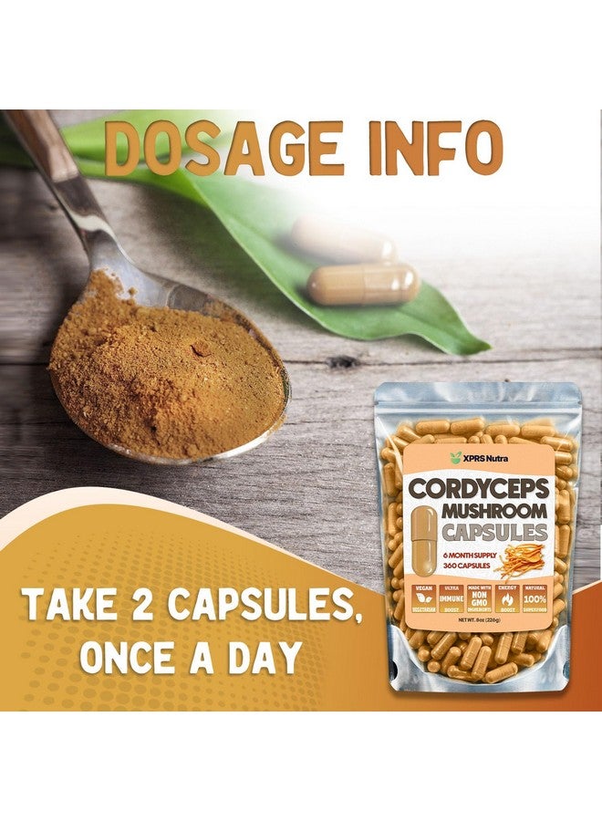 XPRS Nutra Cordyceps Mushroom Powder Capsules - 360 Count (180 Day Supply) - Our Premium Cordyceps Mushroom Capsules Contain Real Mushrooms (Cordyceps Sinensis) to Support Stamina and Performance - Image 5