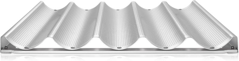GRIDMANN 18" x 26" Commercial 5 Count Long Aluminum Baguette Pan, Perforated French Bread Loaf Baking Pan - Image 5