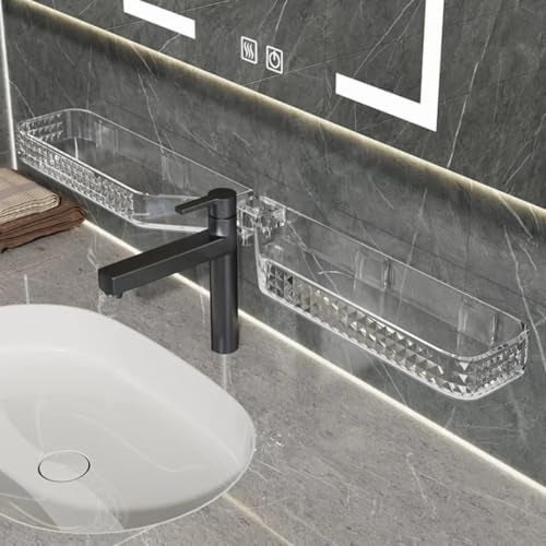 Prime Choice Primechoice Multi-Functional Wall-Mounted Bathroom Organizer – Foldable Plastic Shelf Rack with Strong Suction – No Drilling Waterproof Storage for Toiletries, Shampoo, Kitchen & Bathroom (Pack of 1) - Image 2