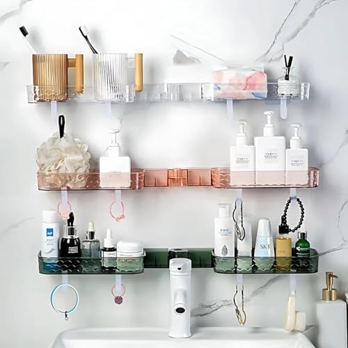 Prime Choice Primechoice Multi-Functional Wall-Mounted Bathroom Organizer – Foldable Plastic Shelf Rack with Strong Suction – No Drilling Waterproof Storage for Toiletries, Shampoo, Kitchen & Bathroom (Pack of 1) - Image 4