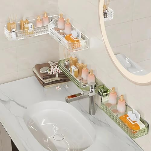 Prime Choice Primechoice Multi-Functional Wall-Mounted Bathroom Organizer – Foldable Plastic Shelf Rack with Strong Suction – No Drilling Waterproof Storage for Toiletries, Shampoo, Kitchen & Bathroom (Pack of 1) - Image 1
