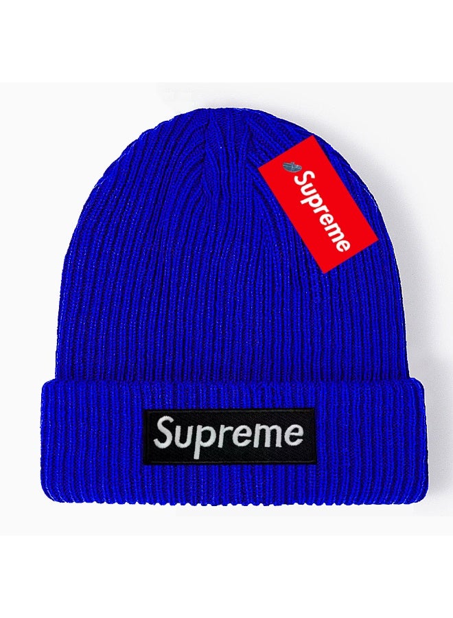 Supreme Royal Blue Ribbed Beanie with Black Box Logo