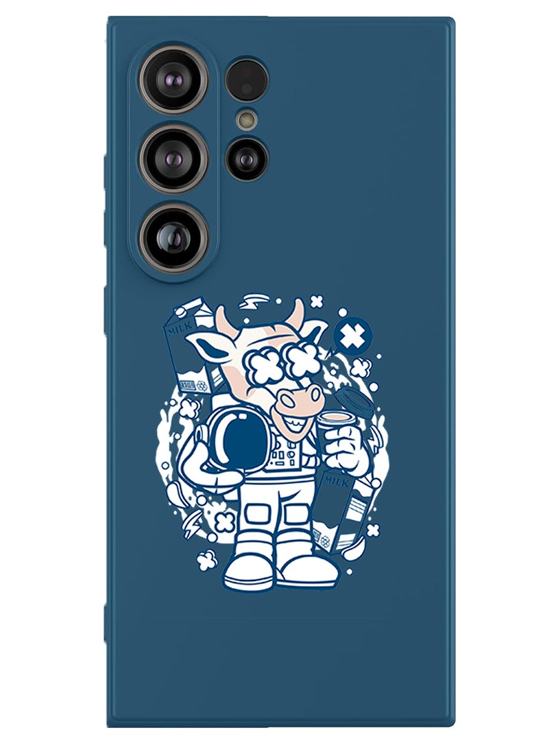 Theodor Protective Slim Fit Case Liquid Silicone Cover with Full Body Protection Anti-Scratch Shockproof Case For Samsung Galaxy S25 Ultra (Blue) - Cow astronaut - Image 1