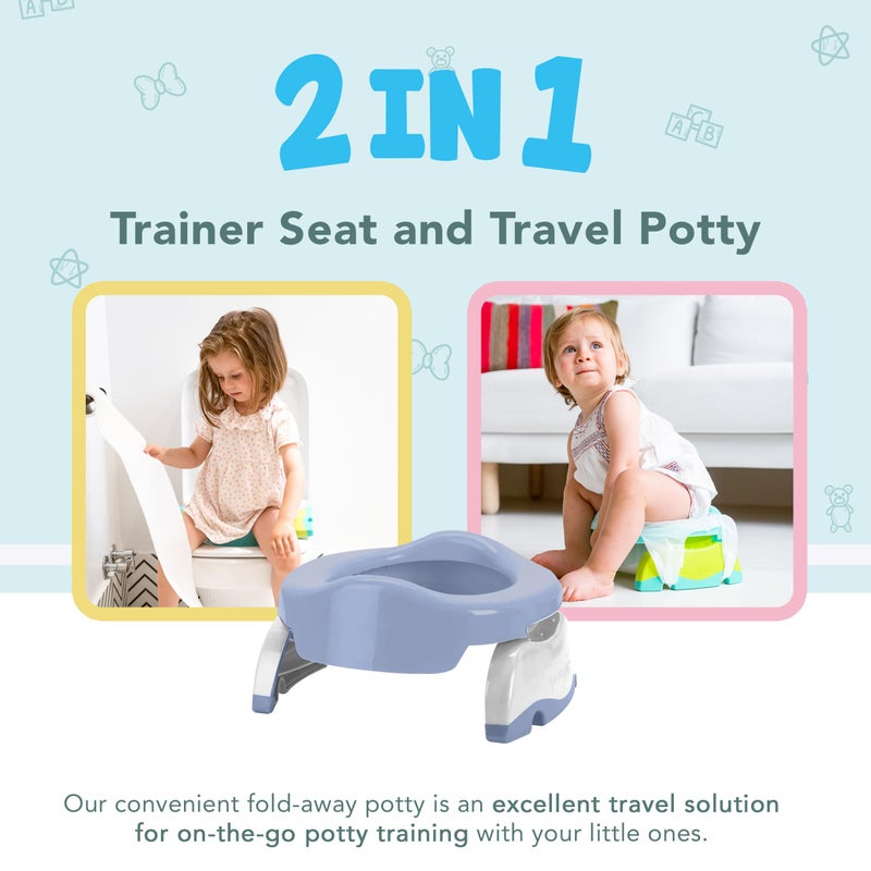 Kalencom Potette Plus 2-in-1 Travel Potty and Trainer Seat - Dual-Purpose Potty Training Toilet Seat - Portable Potty for Toddler Travel - With Durable, Lock-In Legs and Splash Guard - Misty - Image 4