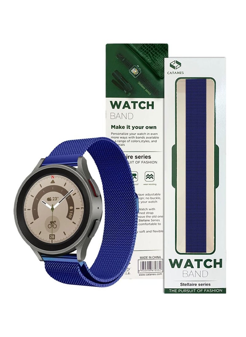 CATANES - Samsung Galaxy Watch 5 / Galaxy Watch 5 Pro Band Milanese Stainless Steel Strap 20mm Compatible with Galaxy Watch5 (44mm/40mm) Galaxy Watch5 Pro (45mm) Blue - Image 1