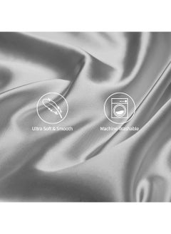 VITION Satin Silk Pillow Case Cover for Hair and Skin, Soft Breathable Smooth Both Sided Silk Pillow Cover Pair (Standard - 50 x 65cm - 2pcs - Silver)  - Image 3