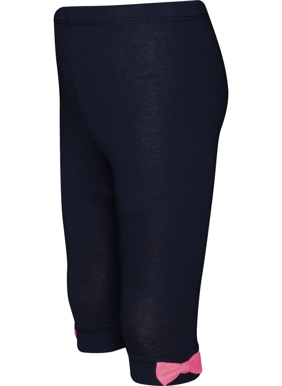 Lovetti Dark Navy Blue Basic Girl Bow Knee Length Leggings Capri 