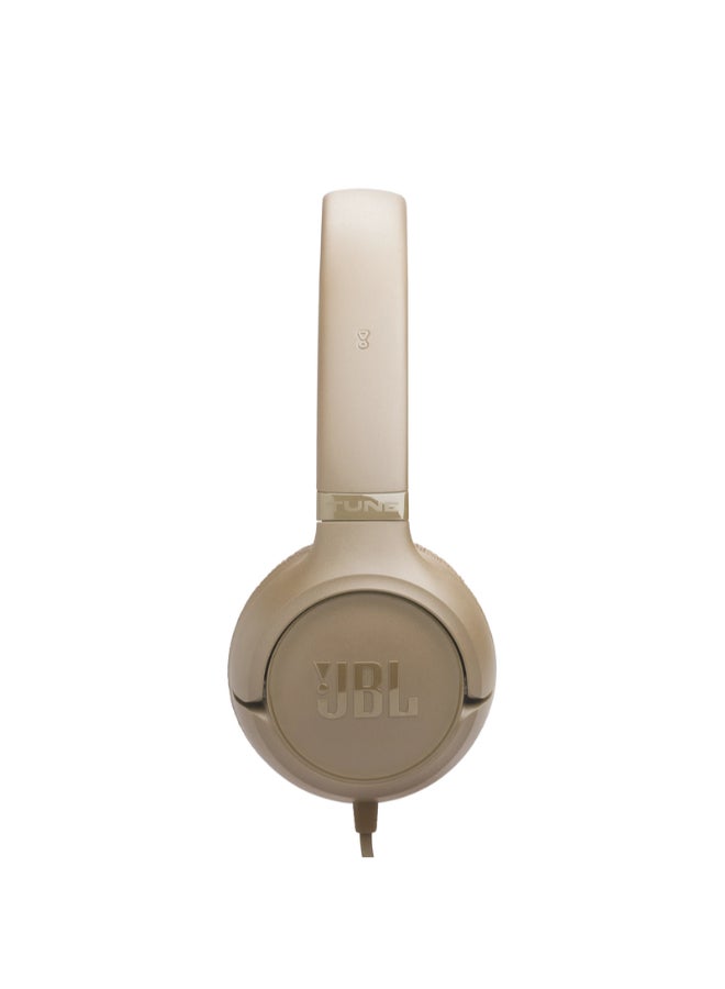 JBL Tune 530C USB-C Wired On-Ear Headphones with Hi-Res Audio, Pure Bass Sound, 3-Button Mic Remote, Easy EQ Presets, Lightweight Foldable Design, Tangle-Free Flat Cable Beige - Image 5