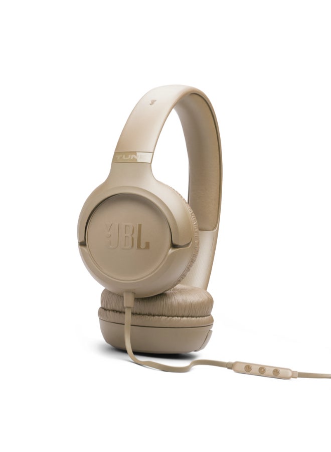 JBL Tune 530C USB-C Wired On-Ear Headphones with Hi-Res Audio, Pure Bass Sound, 3-Button Mic Remote, Easy EQ Presets, Lightweight Foldable Design, Tangle-Free Flat Cable Beige - Image 4