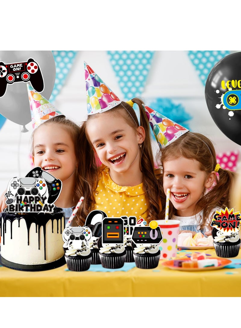 KASTWAVE Gamepad Themed Birthday Decoration Set, Video Game Birthday Party Decorations For Boys, Gamepad Theme Party Supplies with Banner, Balloons, Cake Toppers - Image 4