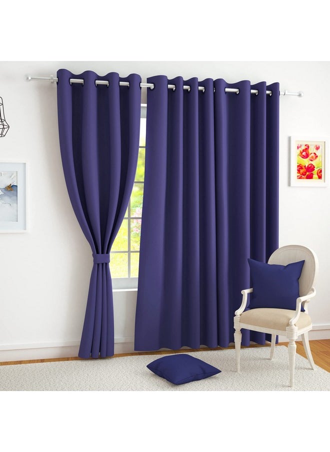 Story@Home Story@Home Blackout Door Curtains 7 Feet Long Set of 3 | Plain Design Door Curtain | Thermal Insulated Curtains | Room Darkening Curtains | Door Curtains for Living Room | (116 x 215 cm, Violet)  - Image 1