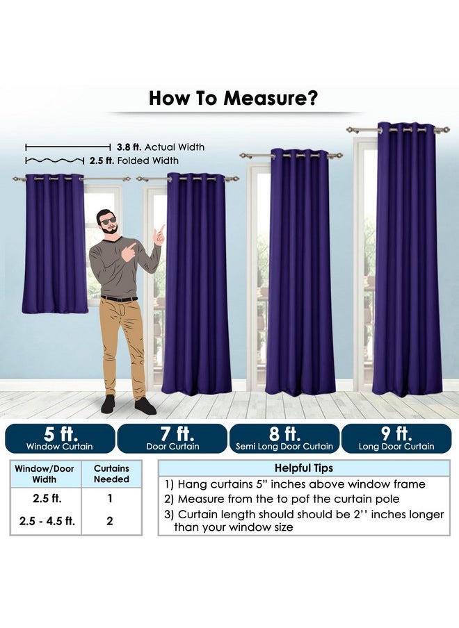 Story@Home Story@Home Blackout Door Curtains 7 Feet Long Set of 3 | Plain Design Door Curtain | Thermal Insulated Curtains | Room Darkening Curtains | Door Curtains for Living Room | (116 x 215 cm, Violet)  - Image 2