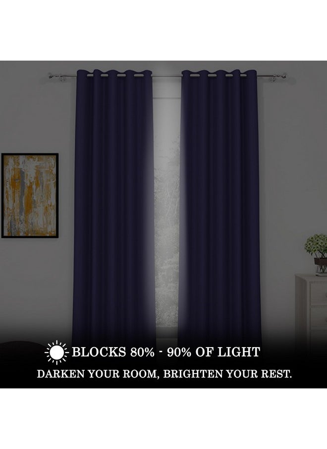 Story@Home Story@Home Blackout Door Curtains 7 Feet Long Set of 3 | Plain Design Door Curtain | Thermal Insulated Curtains | Room Darkening Curtains | Door Curtains for Living Room | (116 x 215 cm, Violet)  - Image 3