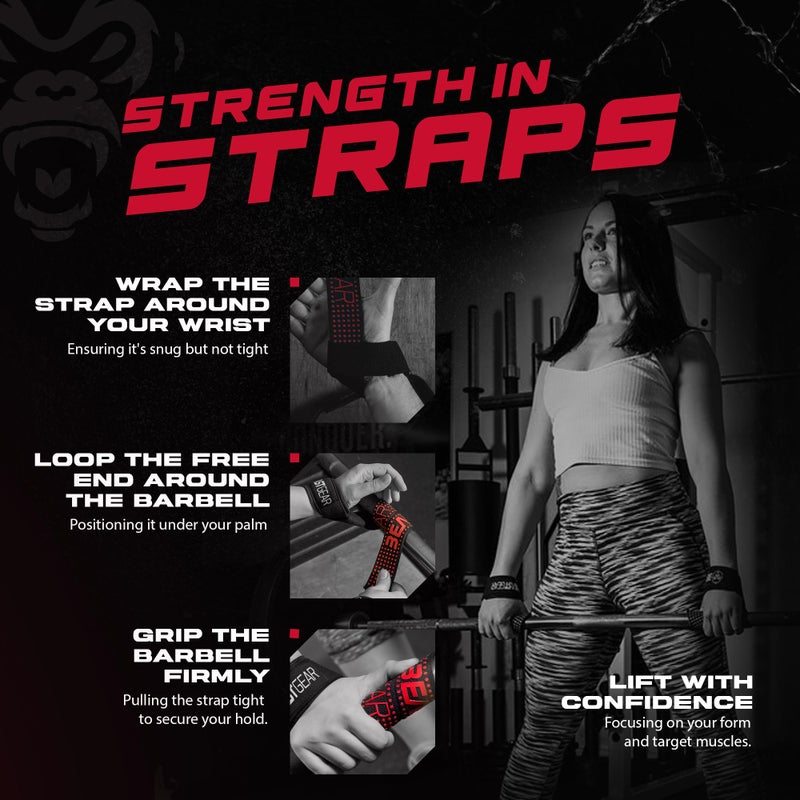 Beast Gear Weight lifting Straps - Lifting Straps for Weightlifting, Wrist Weight Straps for Men, Women, Padded Neoprene Deadlift Straps with Advanced Gel Flex Grips, Non Slip for Bodybuilding - Image 3