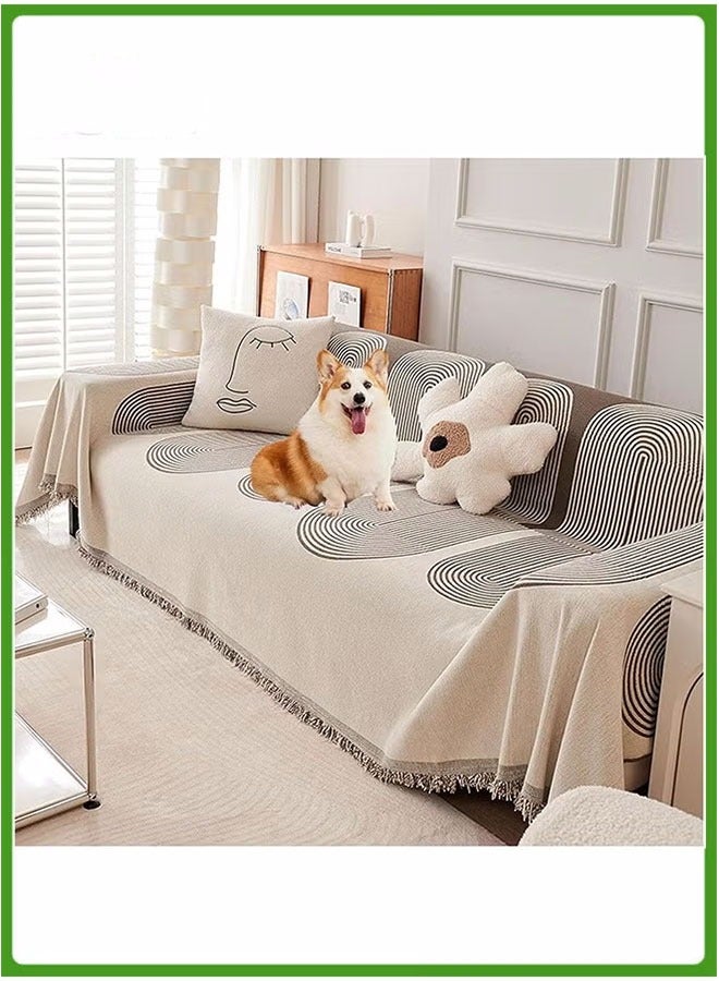 ليفقورا غطاء أريكة من الشنيل مزدوج الجوانب، غطاء أريكة عصري، غطاء أثاث الشنيل لأربعة فصول، 180*130 سم - Image 1