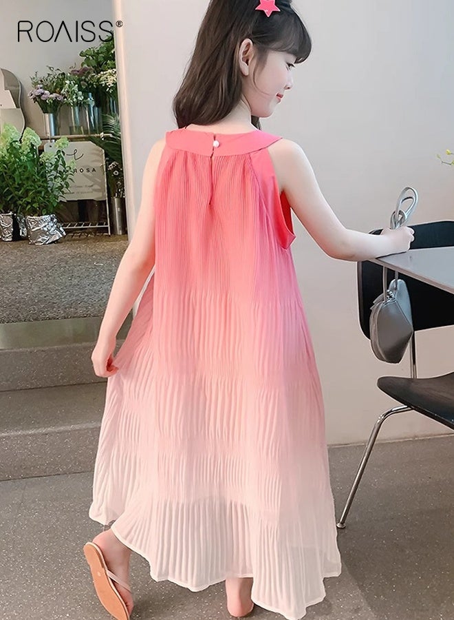 roaiss Toddler Girl Tulle Dress, Halterneck Gradient Color Dress, Stylish Casual Cami Dress, Summer A-line Silhouette Long Dress, Suit for Beach, Travel, Wedding or Any Occasion - Image 3
