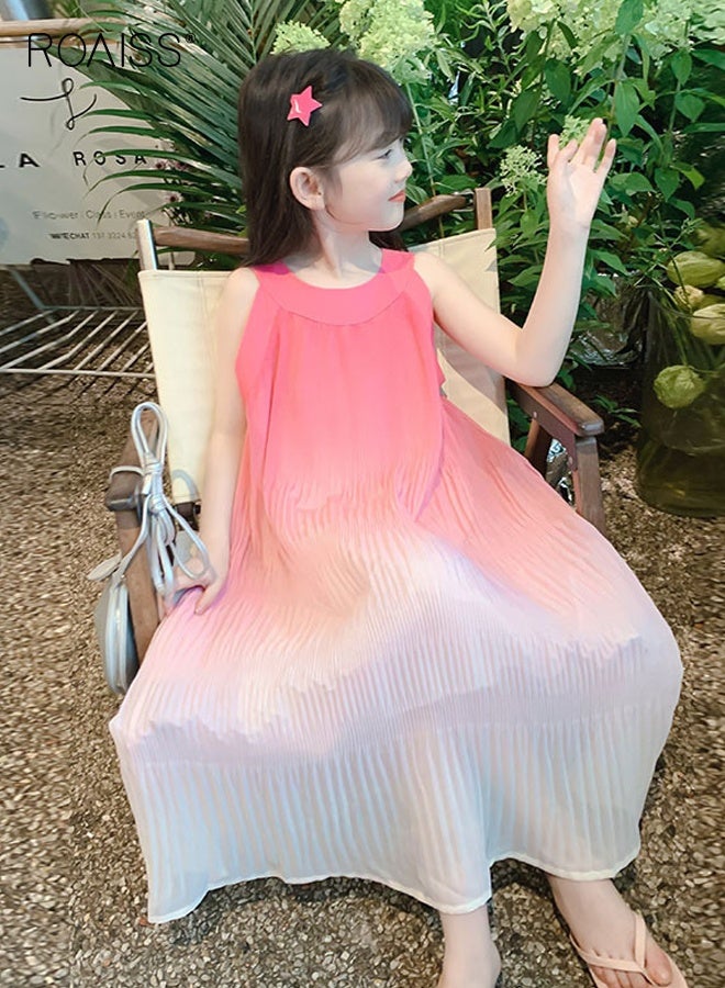 roaiss Toddler Girl Tulle Dress, Halterneck Gradient Color Dress, Stylish Casual Cami Dress, Summer A-line Silhouette Long Dress, Suit for Beach, Travel, Wedding or Any Occasion - Image 4