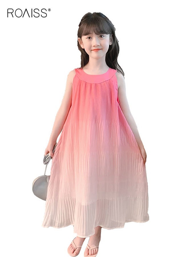 roaiss Toddler Girl Tulle Dress, Halterneck Gradient Color Dress, Stylish Casual Cami Dress, Summer A-line Silhouette Long Dress, Suit for Beach, Travel, Wedding or Any Occasion - Image 1