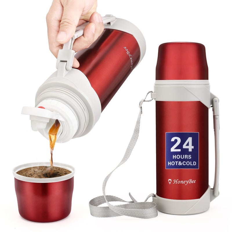 HoneyBee Coffee Thermo Keeps Liquid Hot or Cold for Up to 24 Hours Thermo 41 Ounce Thermos for Hot Drinks 188 Stainless Steel BpaFree Insulated Flasktermos para cafe