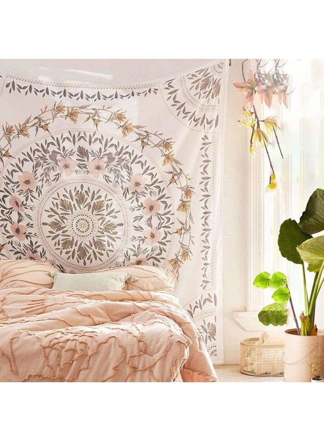 Simpkeely Sketched Floral Medallion Tapestry, Bohemian Mandala Wall Hanging Tapestries, Indian Art Print Mural for Bedroom Living Room Dorm Home Décor 59.1 x 59.1 Inches（Mauve） - Image 4