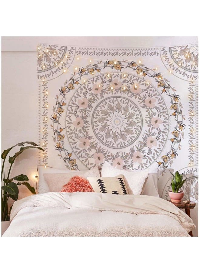 Simpkeely Sketched Floral Medallion Tapestry, Bohemian Mandala Wall Hanging Tapestries, Indian Art Print Mural for Bedroom Living Room Dorm Home Décor 59.1 x 59.1 Inches（Mauve） - Image 2